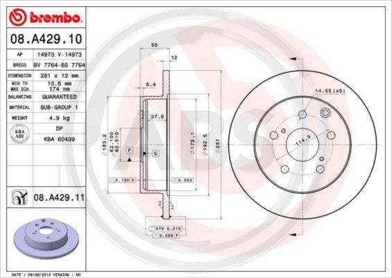 A.B.S. 08.A429.10 - Brake Disc car-mod.net