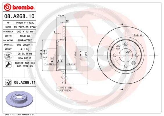 A.B.S. 08.A268.11 - Brake Disc car-mod.net