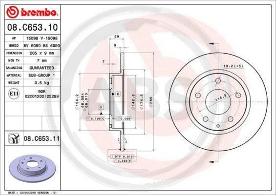 A.B.S. 08.C653.11 - Brake Disc car-mod.net