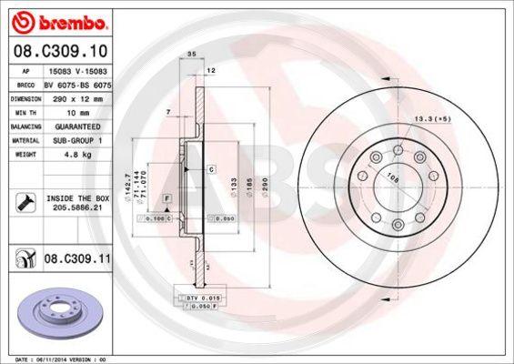 A.B.S. 08.C309.11 - Brake Disc car-mod.net