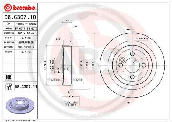 A.B.S. 08.C307.11 - Brake Disc car-mod.net