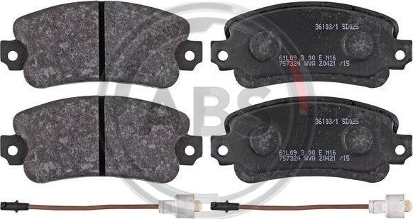A.B.S. 36103/1 - Brake Pad Set, disc brake car-mod.net