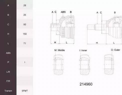 Acemark 214960 - CV Joint Kit, drive shaft car-mod.net