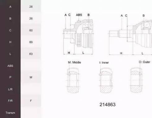 Acemark 214863 - CV Joint Kit, drive shaft car-mod.net