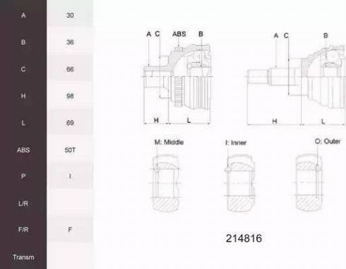 Acemark 214816 - CV Joint Kit, drive shaft car-mod.net