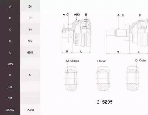 Acemark 215295 - CV Joint Kit, drive shaft car-mod.net