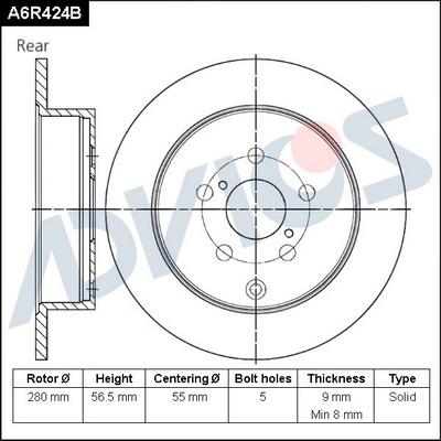 Advics A6R424B - Brake Disc car-mod.net