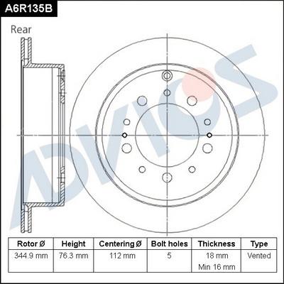 Advics A6R135B - Brake Disc car-mod.net