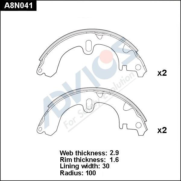 Advics A8N041 - Drum Brake Shoe Set car-mod.net
