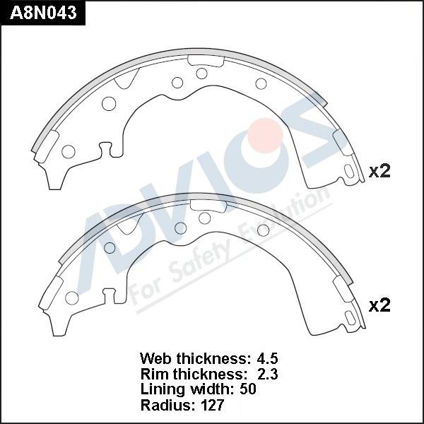Advics A8N043 - Drum Brake Shoe Set car-mod.net