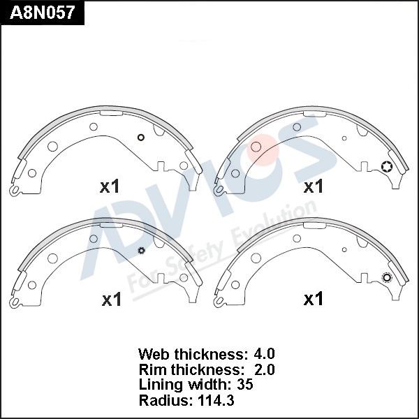 Advics A8N057 - Drum Brake Shoe Set car-mod.net