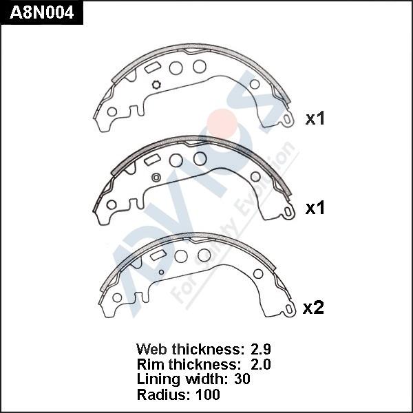 Advics A8N004 - Drum Brake Shoe Set car-mod.net