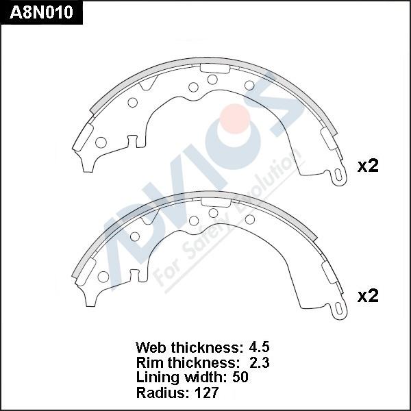 Advics A8N010 - Drum Brake Shoe Set car-mod.net