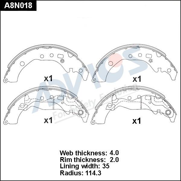 Advics A8N018 - Drum Brake Shoe Set car-mod.net