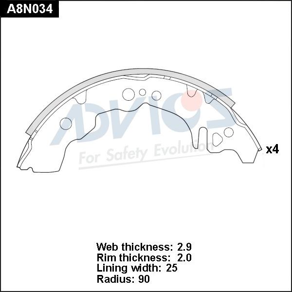 Advics A8N034 - Drum Brake Shoe Set car-mod.net