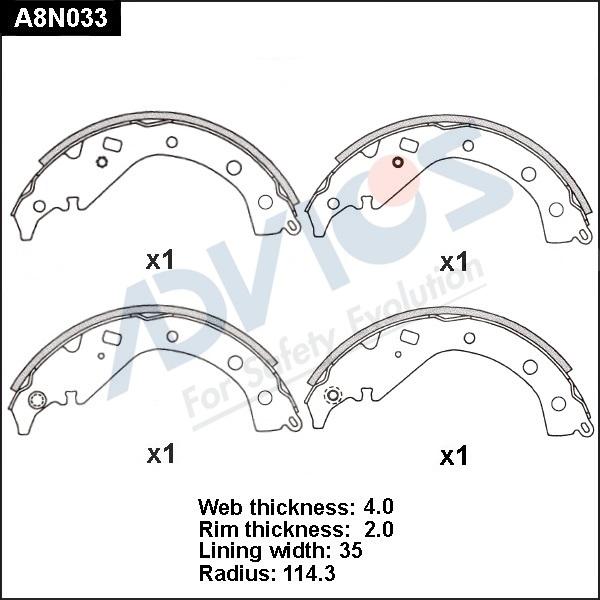 Advics A8N033 - Drum Brake Shoe Set car-mod.net