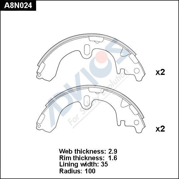 Advics A8N024 - Drum Brake Shoe Set car-mod.net