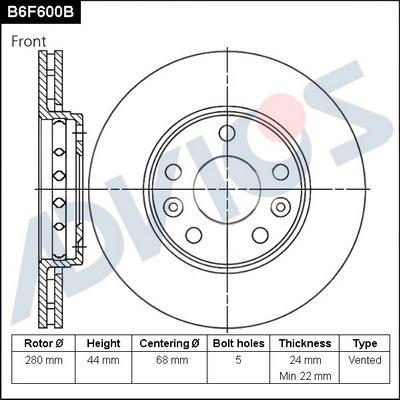 ADVICS B6F600B - Brake Disc car-mod.net