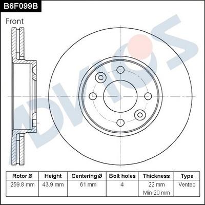 Advics B6F099B - Brake Disc car-mod.net