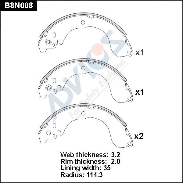 Advics B8N008 - Drum Brake Shoe Set car-mod.net