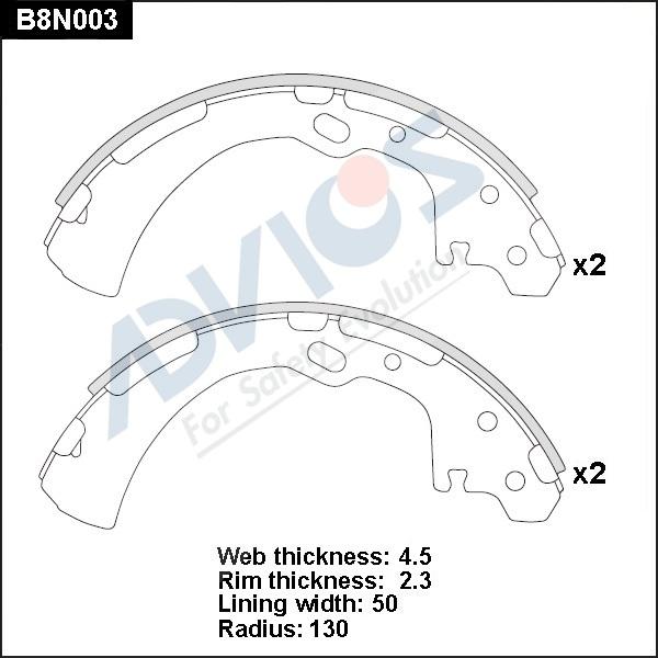 Advics B8N003 - Drum Brake Shoe Set car-mod.net