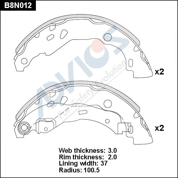 Advics B8N012 - Drum Brake Shoe Set car-mod.net
