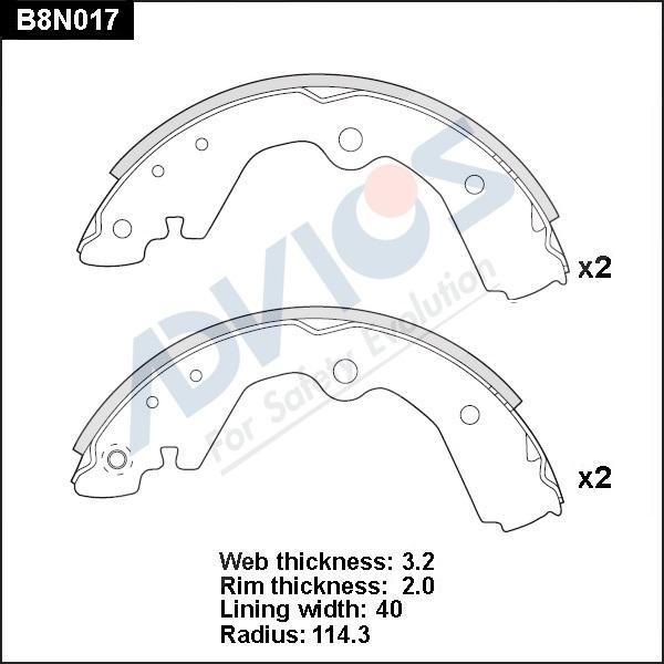 Advics B8N017 - Drum Brake Shoe Set car-mod.net