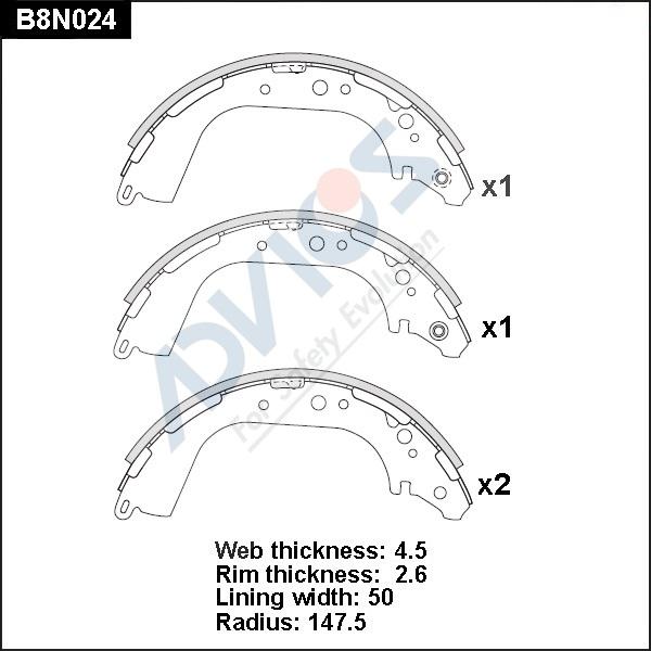 Advics B8N024 - Drum Brake Shoe Set car-mod.net