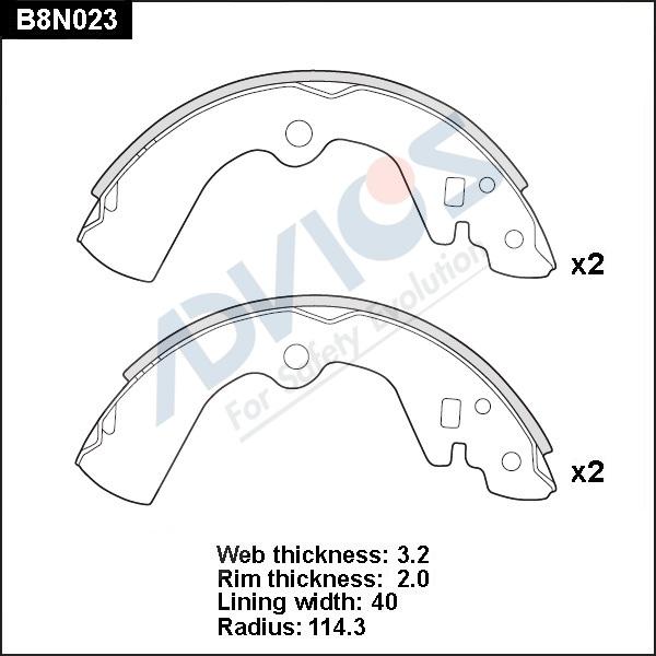 Advics B8N023 - Drum Brake Shoe Set car-mod.net