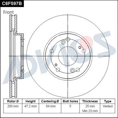 Advics C6F597B - Brake Disc car-mod.net