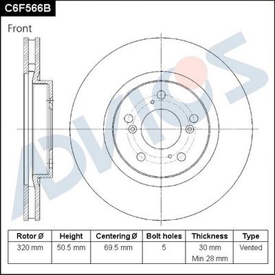 Advics C6F566B - Brake Disc car-mod.net