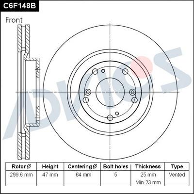 Advics C6F148B - Brake Disc car-mod.net