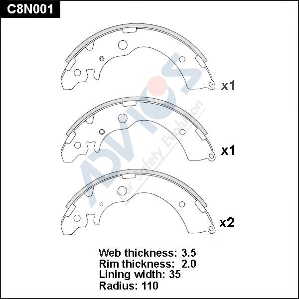 Advics C8N001 - Drum Brake Shoe Set car-mod.net