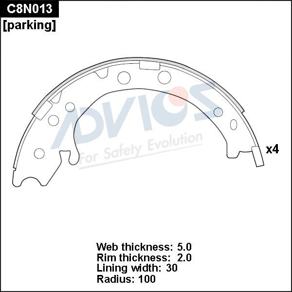 Advics C8N013 - Drum Brake Shoe Set car-mod.net