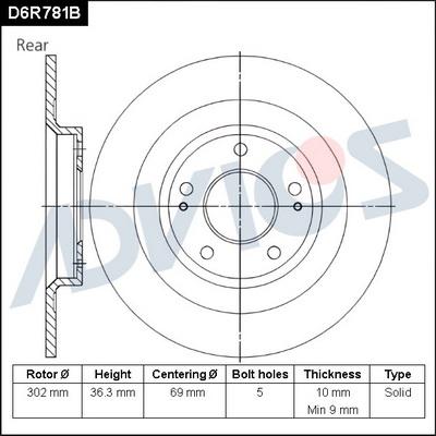 Advics D6R781B - Brake Disc car-mod.net
