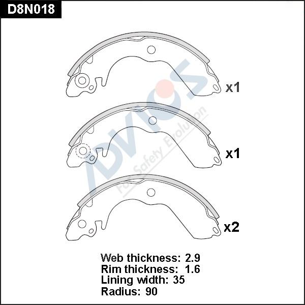 Advics D8N018 - Drum Brake Shoe Set car-mod.net