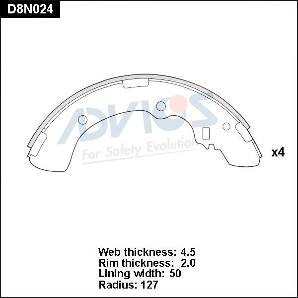 Advics D8N024 - Drum Brake Shoe Set car-mod.net