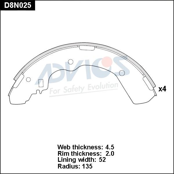 Advics D8N025 - Drum Brake Shoe Set car-mod.net