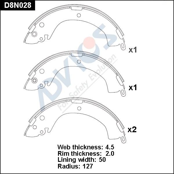 Advics D8N028 - Drum Brake Shoe Set car-mod.net