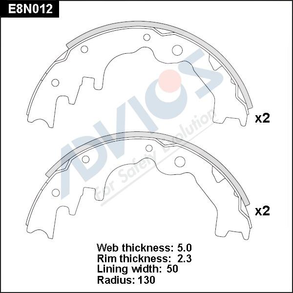 Advics E8N012 - Drum Brake Shoe Set car-mod.net