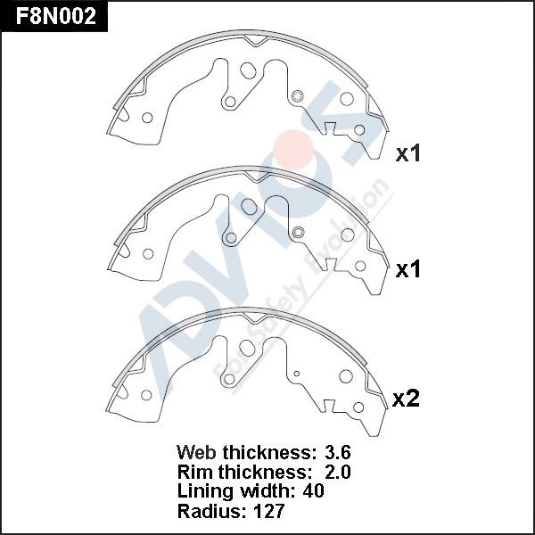 ADVICS F8N002 - Drum Brake Shoe Set car-mod.net