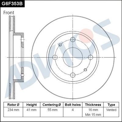 Advics G6F353B - Brake Disc car-mod.net