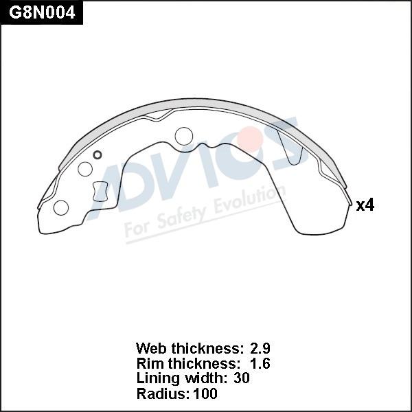 Advics G8N004 - Drum Brake Shoe Set car-mod.net