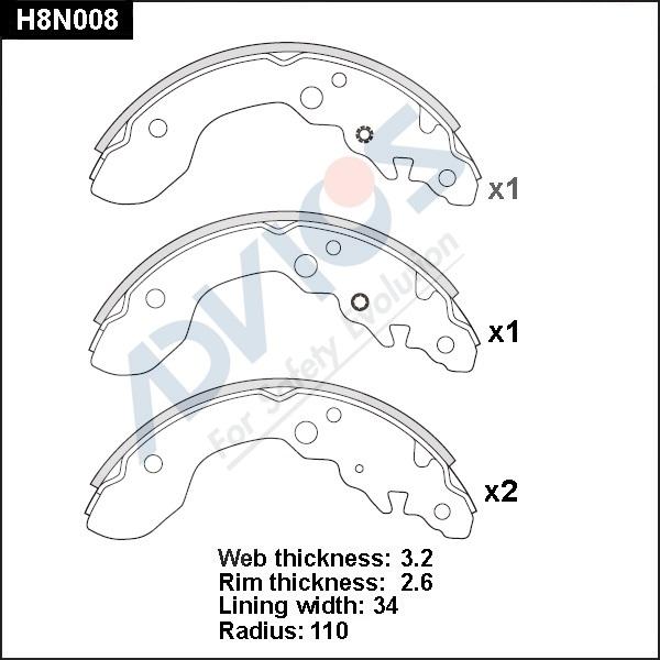 Advics H8N008 - Drum Brake Shoe Set car-mod.net