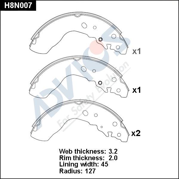 Advics H8N007 - Drum Brake Shoe Set car-mod.net