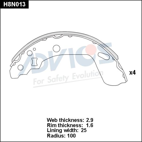Advics H8N013 - Drum Brake Shoe Set car-mod.net