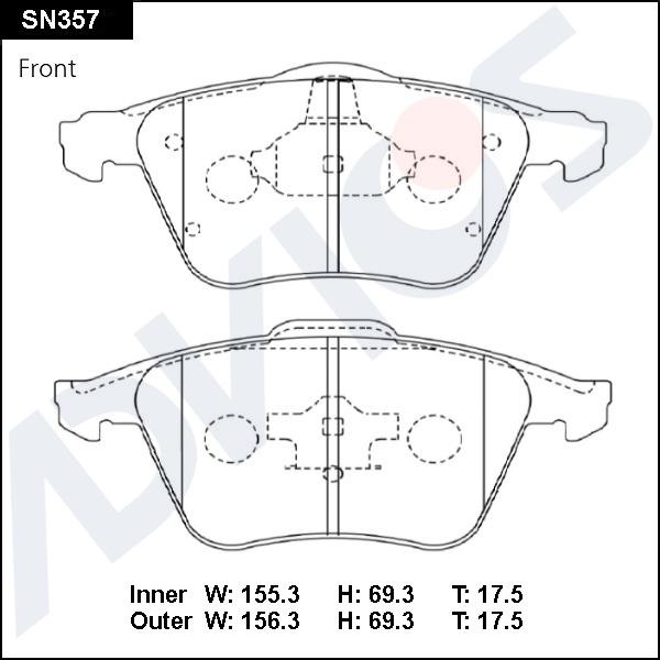 Advics SN357 - Brake Pad Set, disc brake car-mod.net