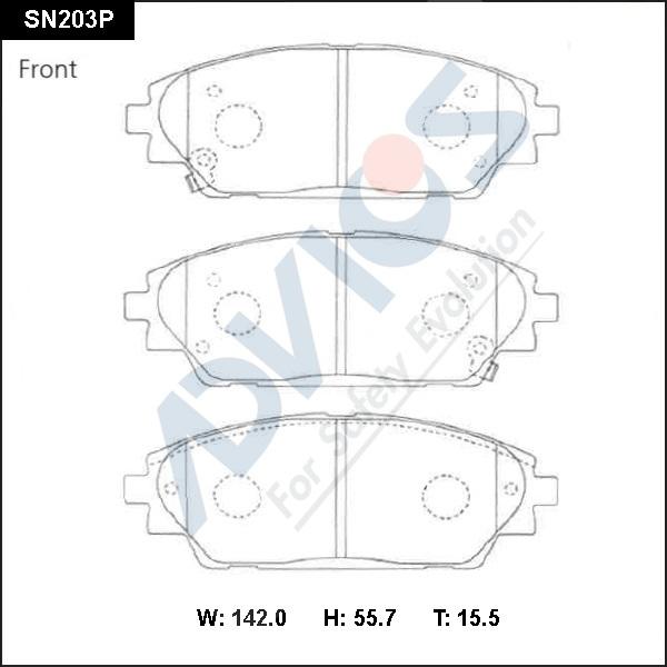Advics SN203P - Brake Pad Set, disc brake car-mod.net