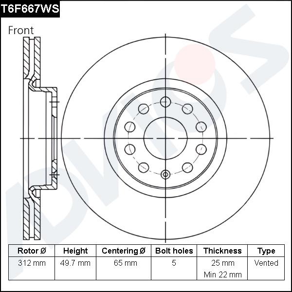 Advics T6F667WS - Brake Disc car-mod.net