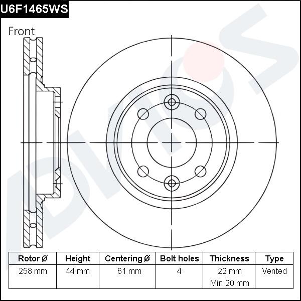 Advics U6F1465WS - Brake Disc car-mod.net